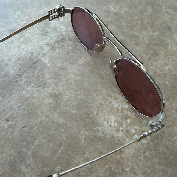Miu Miu Gold Frame Sunglasses with Pink Lenses - Picture 4 of 6